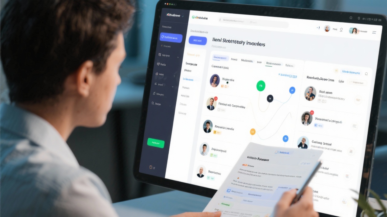 Consultant matching startups with investor profiles on digital platform while reviewing readiness criteria and communication timelines